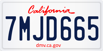 CA license plate 7MJD665
