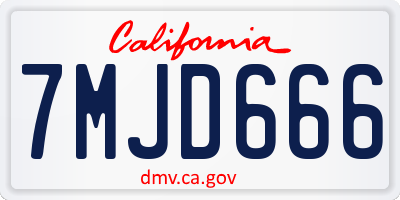 CA license plate 7MJD666
