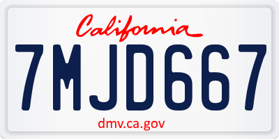 CA license plate 7MJD667