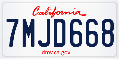 CA license plate 7MJD668