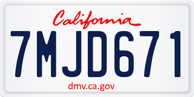CA license plate 7MJD671