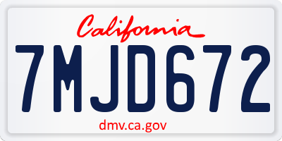 CA license plate 7MJD672