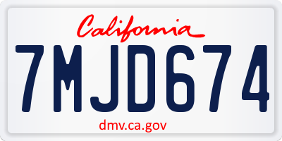 CA license plate 7MJD674