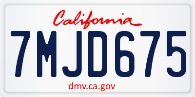 CA license plate 7MJD675