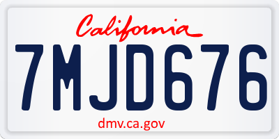 CA license plate 7MJD676