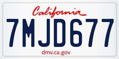 CA license plate 7MJD677