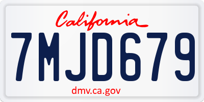 CA license plate 7MJD679
