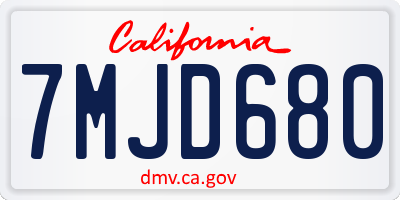 CA license plate 7MJD680