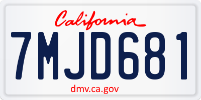 CA license plate 7MJD681