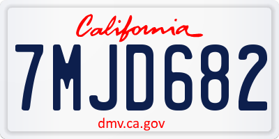 CA license plate 7MJD682