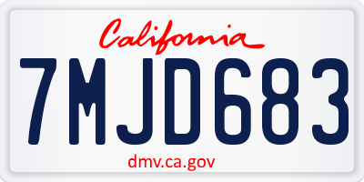 CA license plate 7MJD683