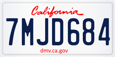 CA license plate 7MJD684