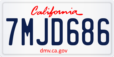 CA license plate 7MJD686