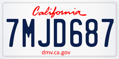 CA license plate 7MJD687