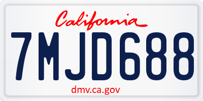 CA license plate 7MJD688