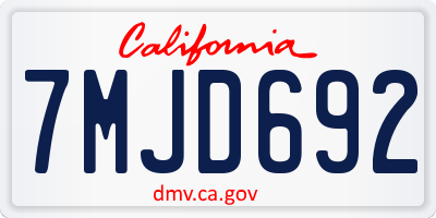 CA license plate 7MJD692