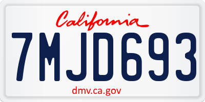 CA license plate 7MJD693