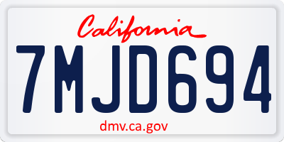 CA license plate 7MJD694