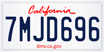 CA license plate 7MJD696