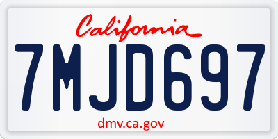 CA license plate 7MJD697