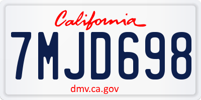 CA license plate 7MJD698
