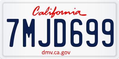 CA license plate 7MJD699