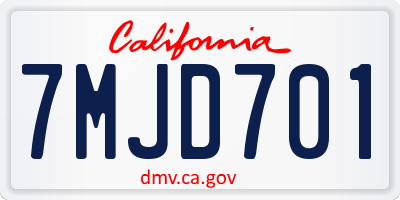CA license plate 7MJD701