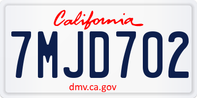 CA license plate 7MJD702