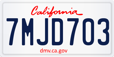 CA license plate 7MJD703