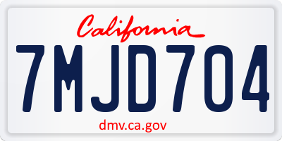 CA license plate 7MJD704