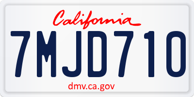 CA license plate 7MJD710