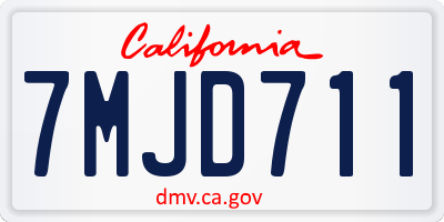 CA license plate 7MJD711