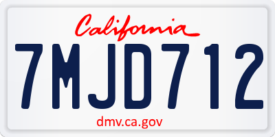 CA license plate 7MJD712