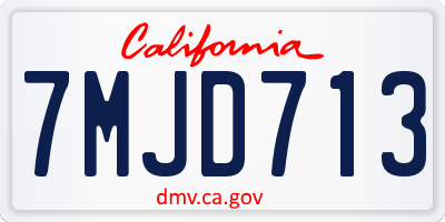 CA license plate 7MJD713