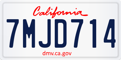 CA license plate 7MJD714