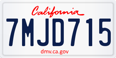 CA license plate 7MJD715