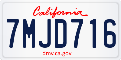 CA license plate 7MJD716