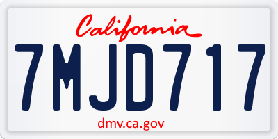 CA license plate 7MJD717