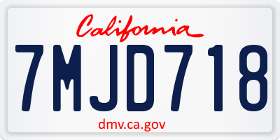 CA license plate 7MJD718
