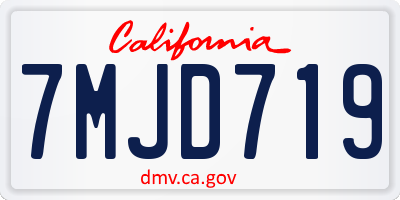 CA license plate 7MJD719