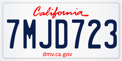 CA license plate 7MJD723