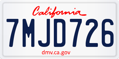 CA license plate 7MJD726