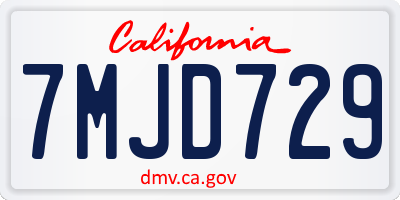 CA license plate 7MJD729