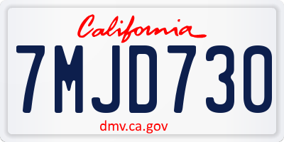 CA license plate 7MJD730