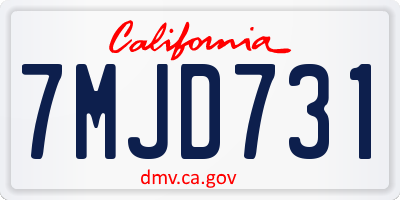 CA license plate 7MJD731