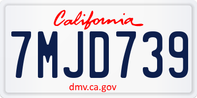 CA license plate 7MJD739