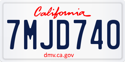 CA license plate 7MJD740