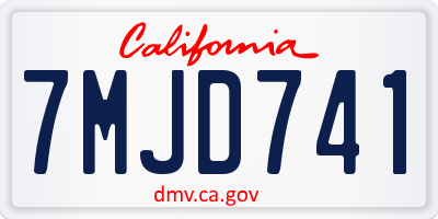 CA license plate 7MJD741
