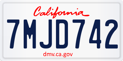 CA license plate 7MJD742