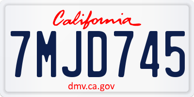 CA license plate 7MJD745